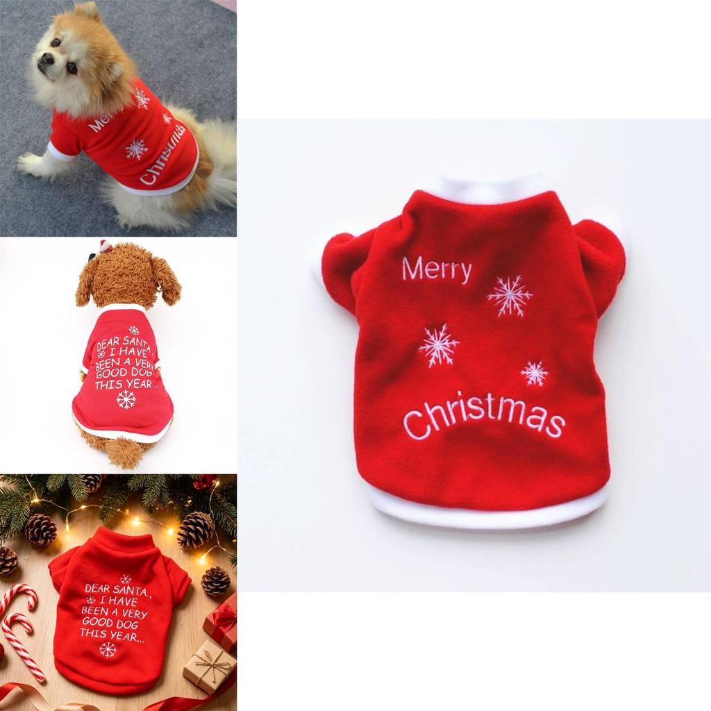 Pet Clothes Christmas Sweater With Plush Fabric For Small Dogs Winter Warmth