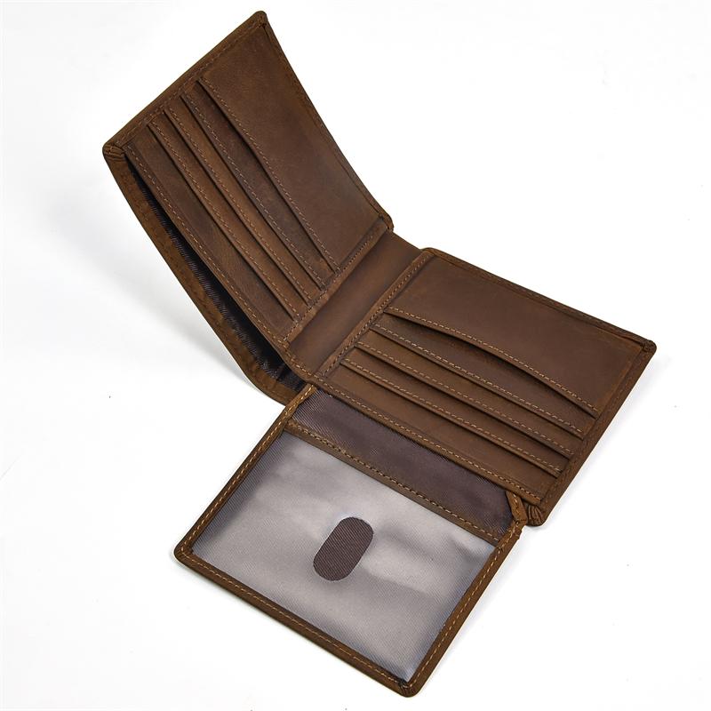 Crazy Horse Leather Men's Short Wallet Gift For Men Male Brand Designer Mans Coin Purse Retro Fashion Men Slim Card Purse Thick