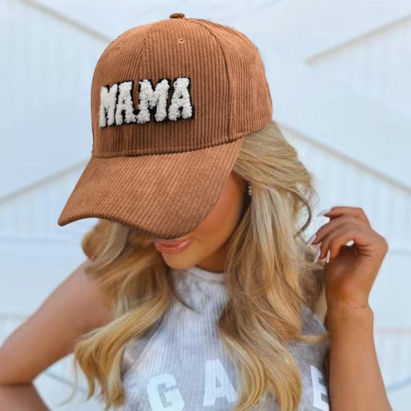 Baseball Hat MAMA Corduroy Baseball Hat Peaked Hat Baseball Sunhat HipHop Hat Parent-child Hat Curved Visor