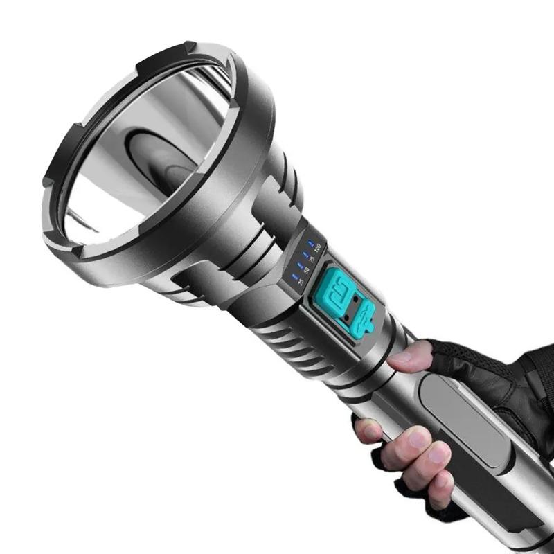 Strong Light Flashlight LED Power Display Built In Battery Outdoor Long Range Waterproof USB Charging Strong Light Flashlight