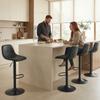 Bar Stools, Set of 2, Height-Adjustable, Backrest, Footrest, 360 Swivel, Steel, Black