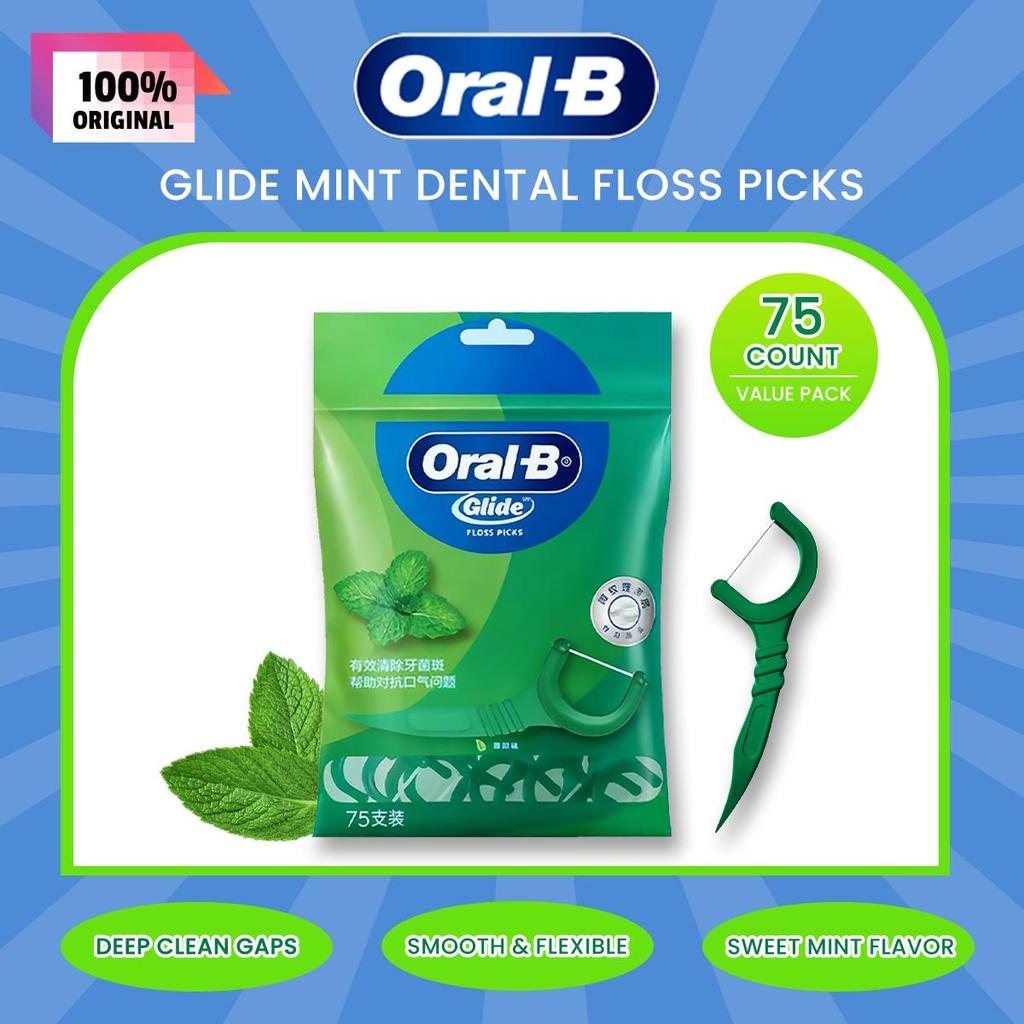 Oral-B Glide Mint Dental Floss Picks, Value Pack, 75 Count,150 Count