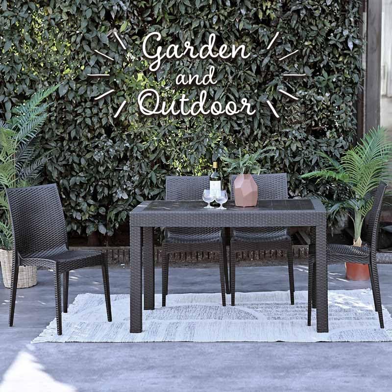 Rattan style garden dining set 120cm 4 garden T1612C01D4 5-piece [Table wide, chairs]