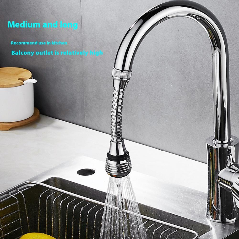 Kitchen Faucet Aerator Extender Sink Basin Tap 360 Degrees Swivel Splash-Proof Nozzle with Extension Tube