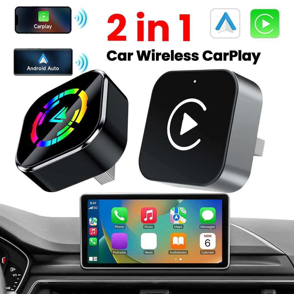 2 in 1 Wireless CarPlay Android Auto Adapter Smart Box Convert Wired To Wireless Smart USB Dongle Auto Connect for Factory Wired