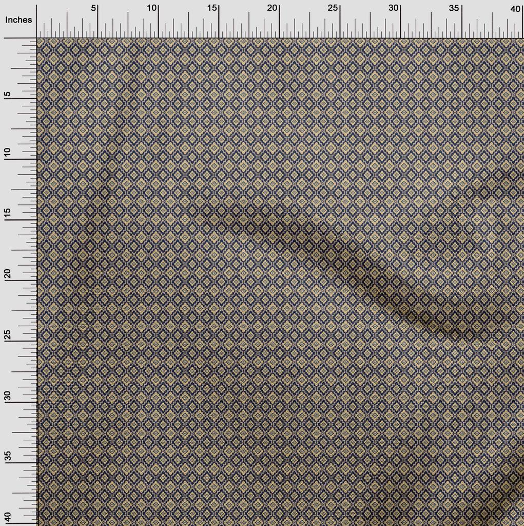 oneOone Cotton Flex Blue Fabric Asian Kilim Diy Clothing Quilting Fabric Print Fabric By Yard 40 Inch