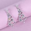 Trendy Rhinestone Christmas Tree Earrings - Long Studs for Women