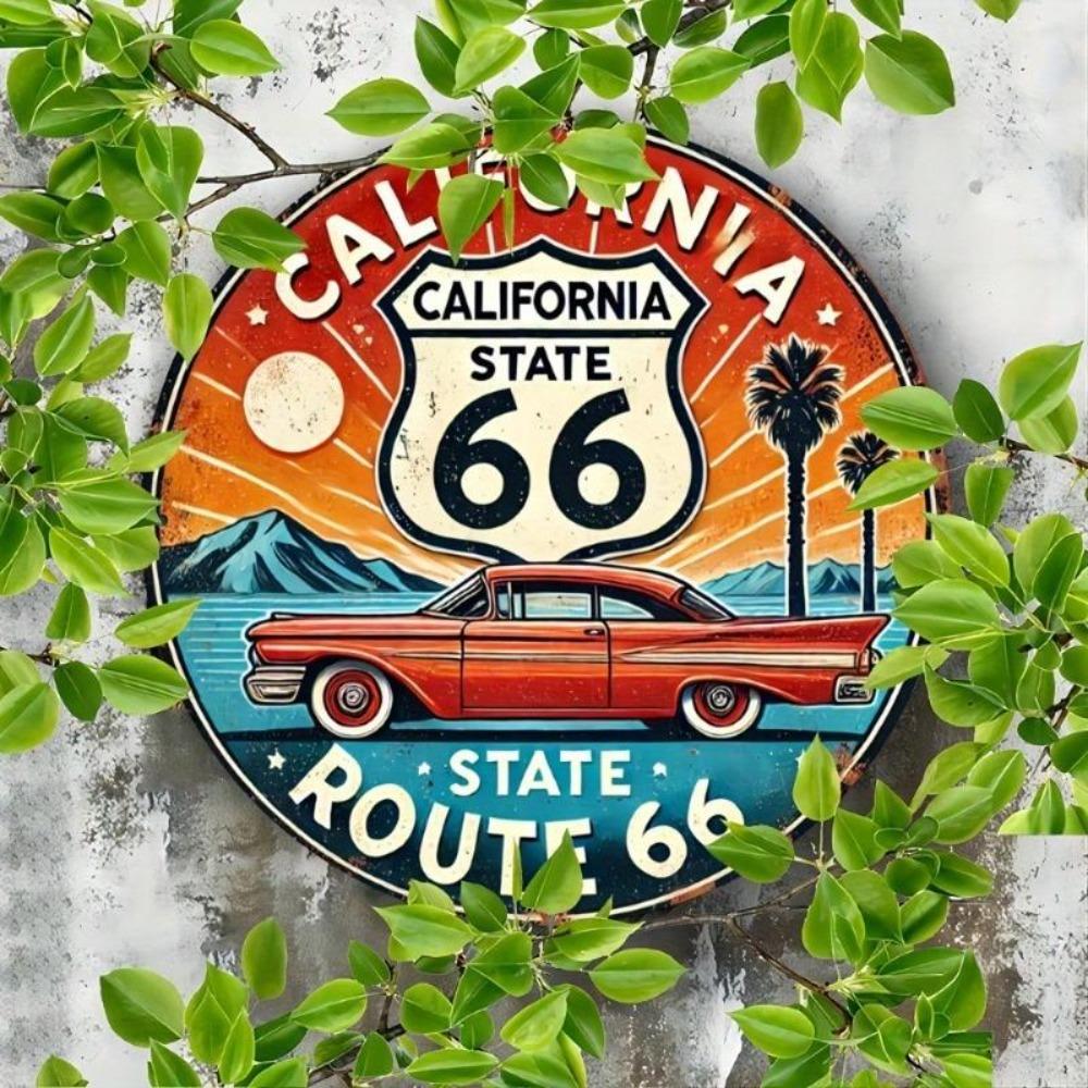 Vintage Route 66 California Metal Tin Sign Wall Art Home Bar Garage Decor