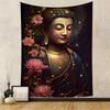 Religious Buddha With Flowers Hanging Bohemian Tapestry Bohemian Wall Tapestries Mandala Kawaii Room Decor