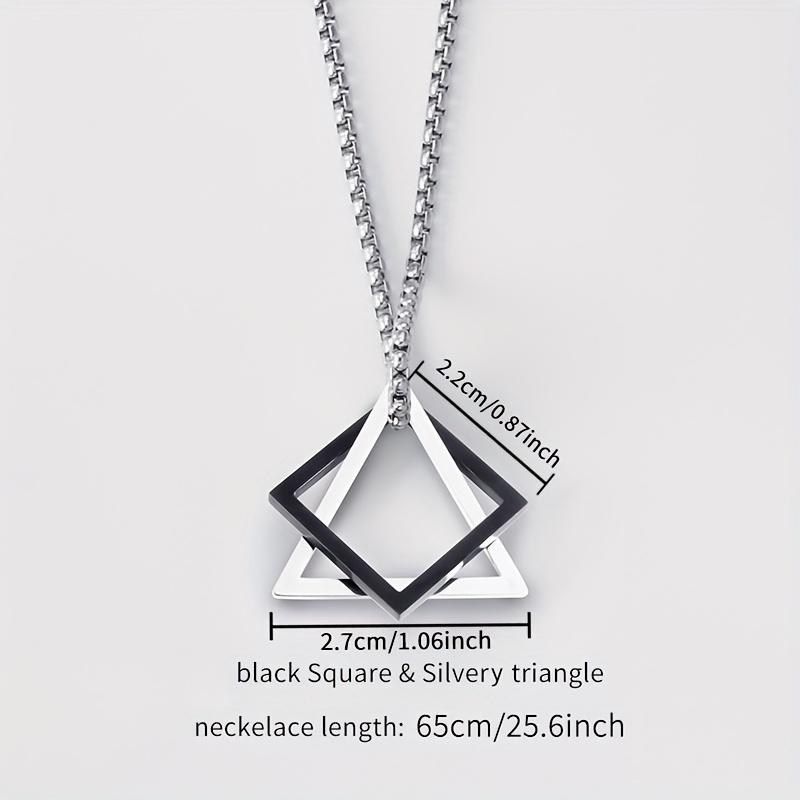 Stainless Steel Geometric Pendant Necklace for Men, Hip-Hop Style Fashion Accessory Couple Gift