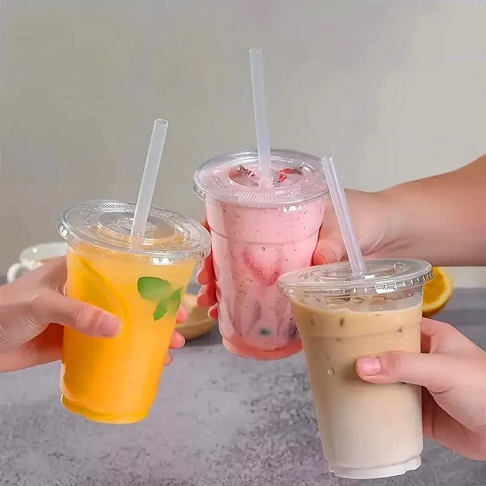 100PCS Disposable Large Diameter Drinking Straws Individual Packaging Bubble Tea Straw  Milk Tea