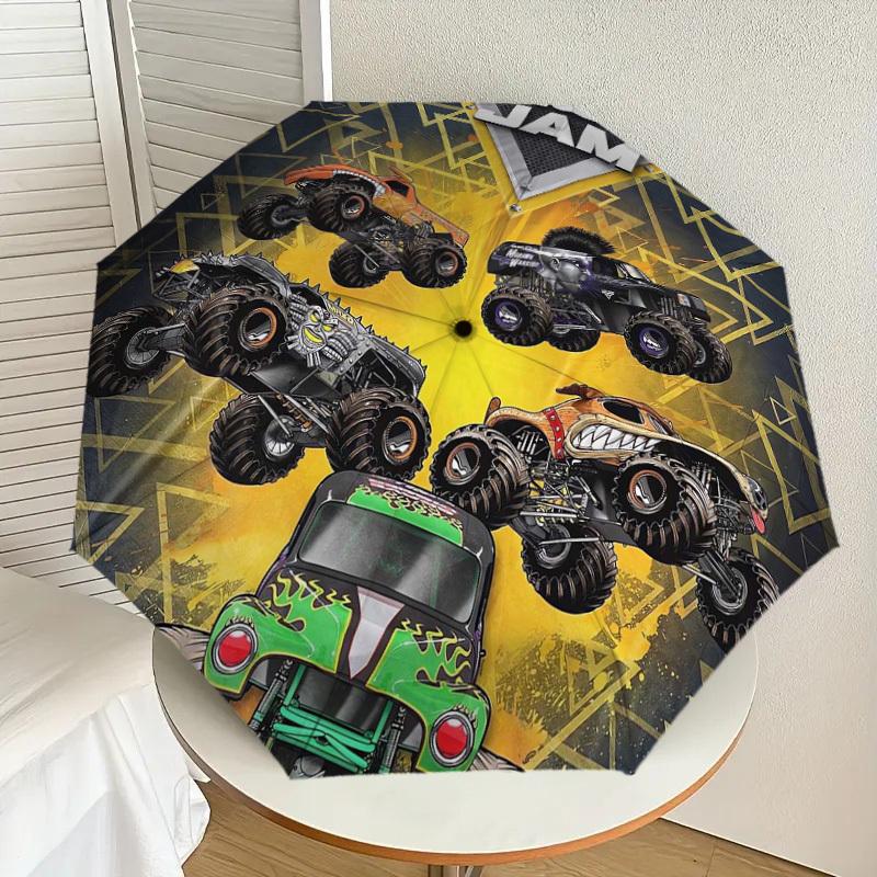 

1pc Monster Jam Truck Party Plates Umbrella with Plastic Handle,Suitable for All Seasons Home Travel Outdoor UmbrellaDD632
