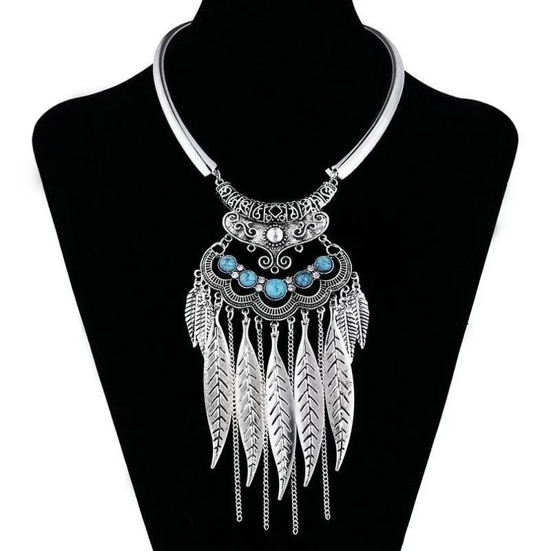 Fashion Jewelry Leaf Tassel Vintage Necklaces and Pendants New Necklaces Collars Bohemian Necklace Accessories