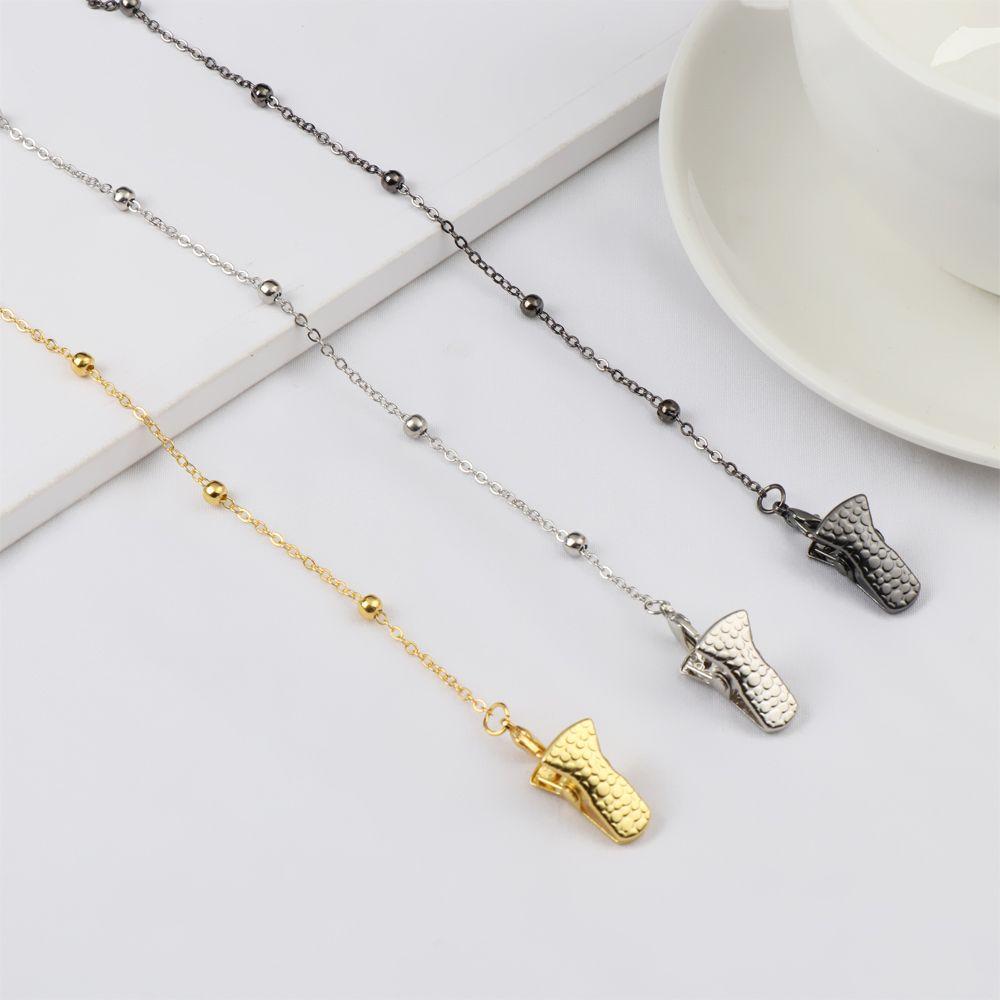 With Alligator Clips Mask Holder Metal Glasses Chain Necklace Strap Mask Lanyards Ear Saver Holder