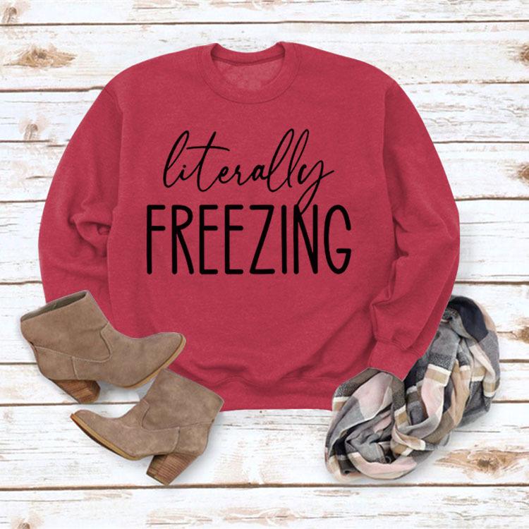 Simple Round Neck Pullover Long Sleeve Printed Loose Hoodie