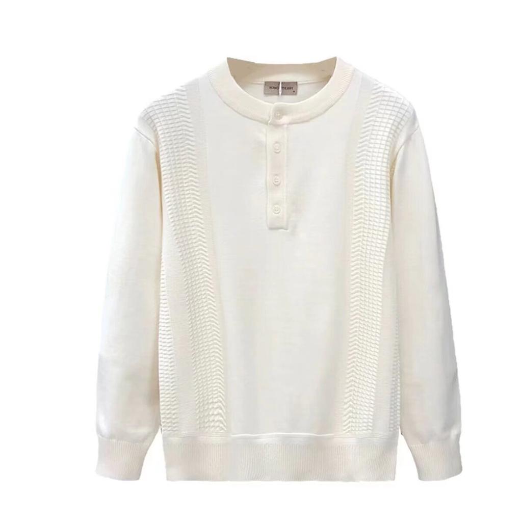 Spring 2024 Men's Sweater Patchwork Assorted Colors Skin-Friendly Fabric Fashion Versatile Top Casual Long-Sleeved Bottoming Shirt