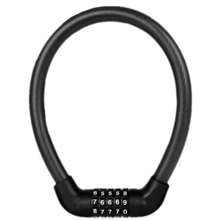Portable Anti-Theft Cable Lock for Bicycles with 5-Digit Password Silicone Wrapped Anti-Rust Alloy Bold Design for Security