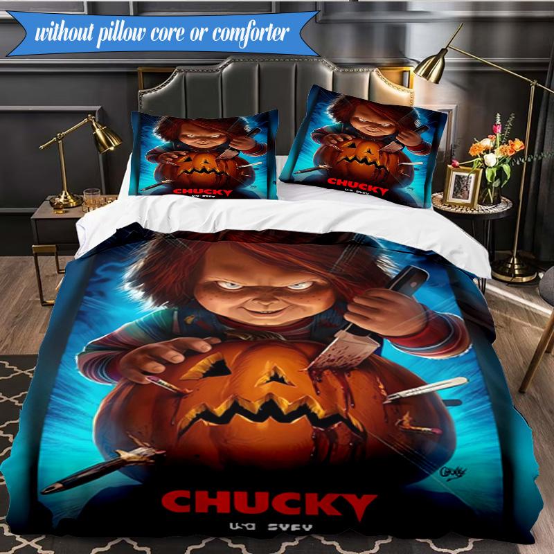 Chucky's Halloween Horror 3pcs K-pop Music Group Bedding set,Ideal for Bedroom, Dormitory,Including Duvet Cover And 2pcs Pillowcases,Fan Gifts