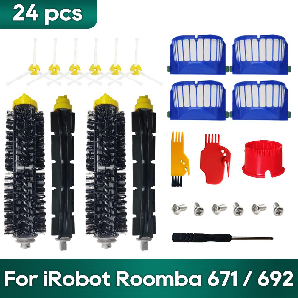 Compatible For iRobot Roomba 692/671/660/651/650/630/620/614 Accessories Parts Kit Robot Vacuum Main Side Brush Hepa Filter