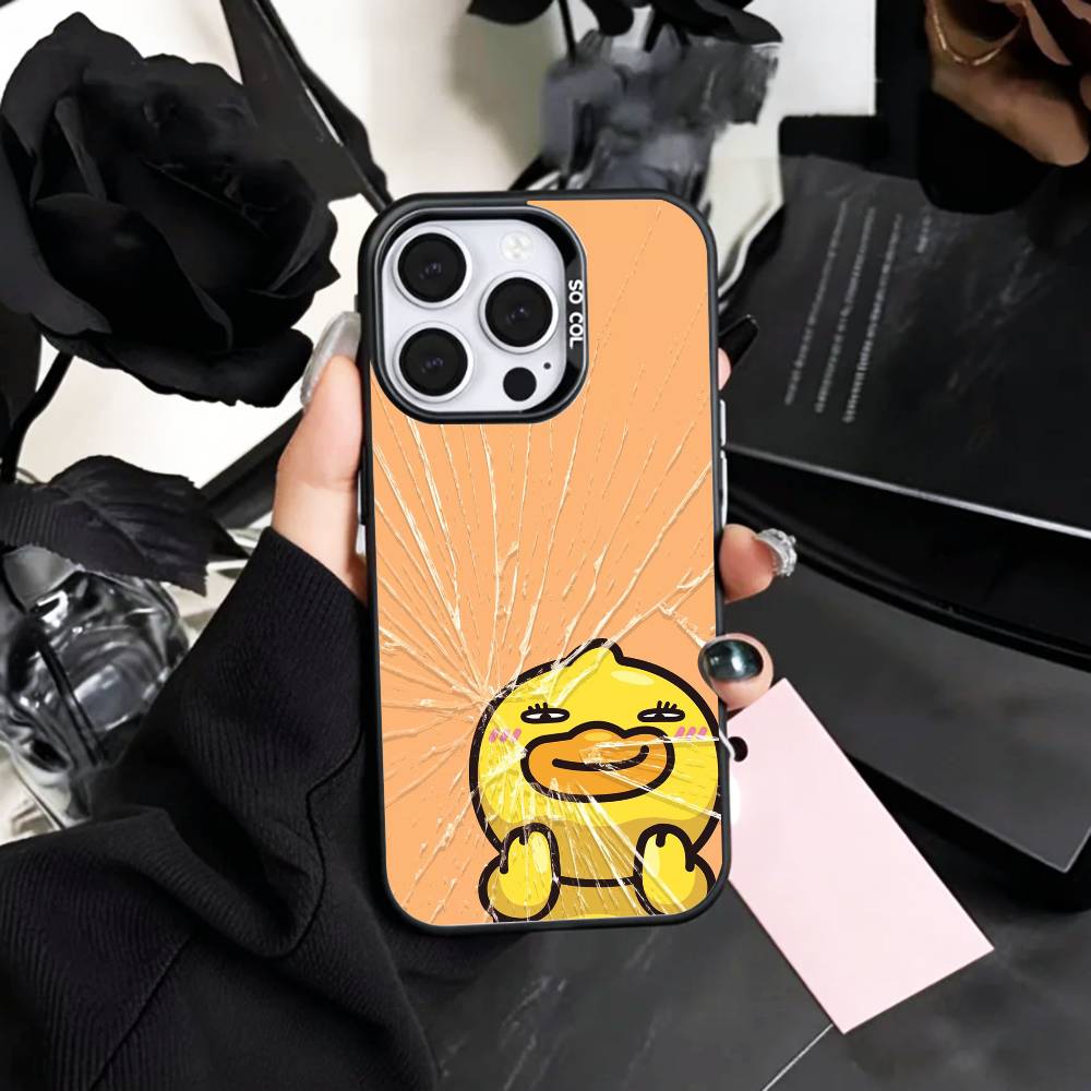 Adorable Yellow D-Duck   Phone Case For iPhone17,16,15,14,13,12,11 Plus,Pro Max Colored Silver Plated Inside Cover