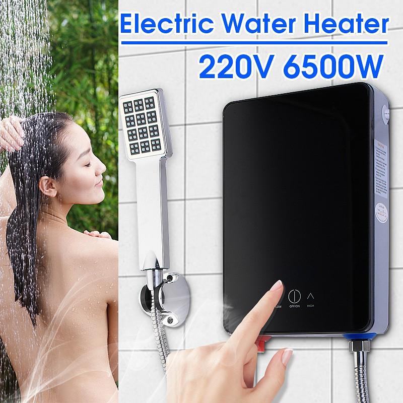 Instant Heating Electric Hot Water Heater Overheating Protection Constant Temperature With Shower Nozzle 6500W 220V