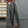 Women Casual Pants Elastic High Waist Loose Fit Thickened Sweatpants with Pockets Solid Color Casual Trousers
