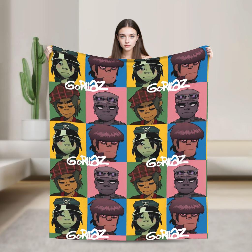 British GorillazS Virtual Band Rock Hip-Hop Blanket  Warm Soft Novelty Plush Throw Blanket For Travel Office Flannel Bed Cover