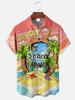 Moisture-wicking Palm Tree 5 O'clock Pattern Chest Pocket Hawaiian Shirt