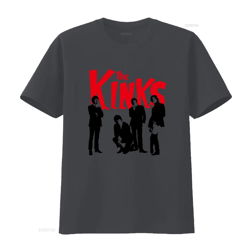 The Kinks Band Print T Shirt Rock Music Fans Casual vintage Washed Unisex Slightly Stretched Versatile homme Stylish