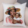 Africa Mom And Baby Pillow Case Decor Cartoon Beautiful Black Women Cushion Cover For Sofa Home Short Plush Pillowcase 45X45Cm