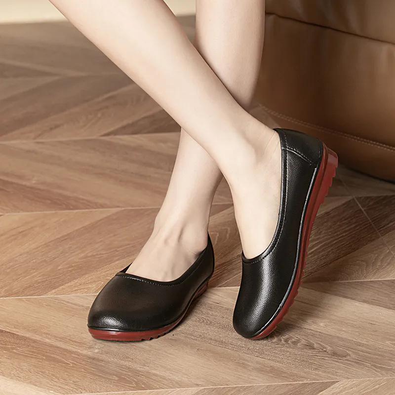 WTEMPO Women PVC Black Soft Thick Heel Work Shoes Waterproof Non-slip Large Size Solid Color Casual Shallow Mouth Shoes