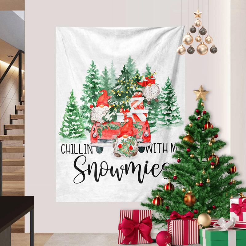 Cross-border Christmas Snowman Background Cloth Christmas Tree Wall Hanging Cloth Amazon Tapestry