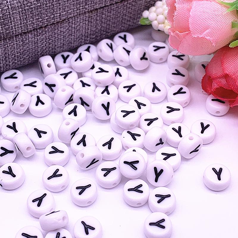 100pcs/lot 7x4mm 26 Letter Beads Round Shape Beads Alphabet Letter Charms for Make Jewelry Accessories
