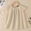 ZANZEA Women Casual Round Neck Solid Color Short Sleeve Cotton Blouse