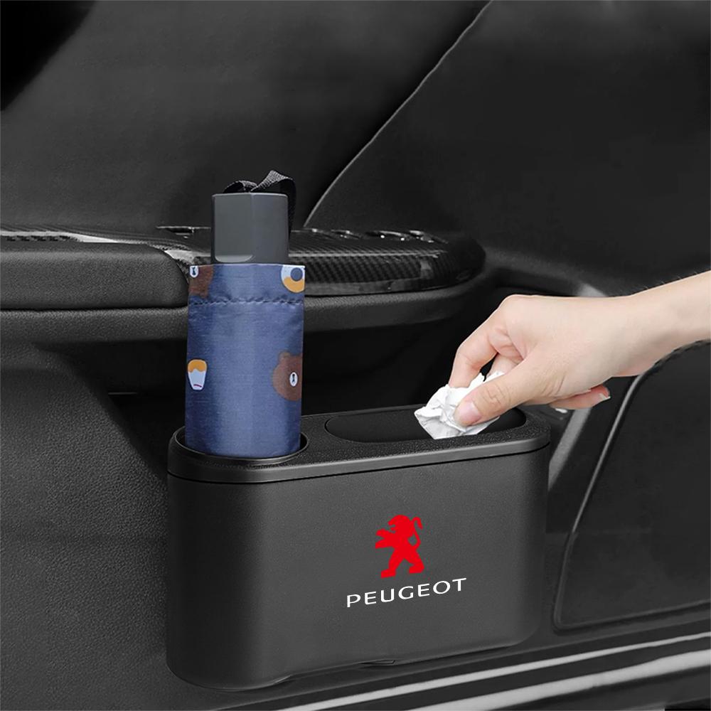 Portable Car Trash Can Hanging Garbage Storage Box Cup Holder For Peugeot 208 4008 308 2008 207 508 607 107 307 407 5008 106 205