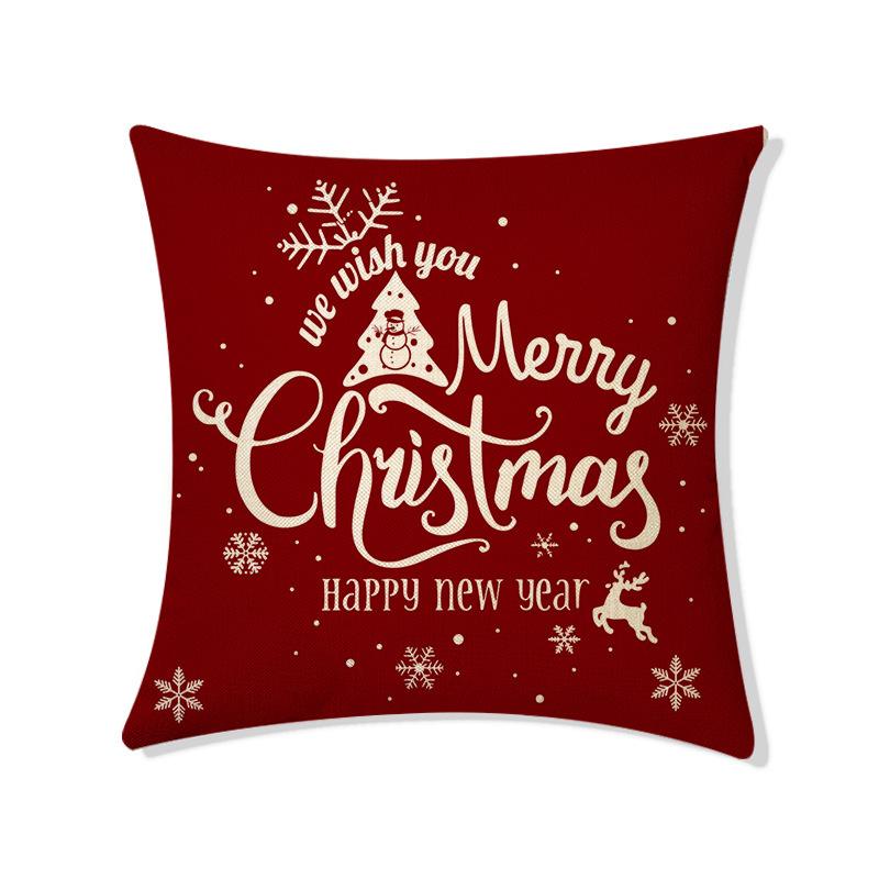 Christmas Snowflake Letter Pattern Throw Pillow Cover With Short Plush Print For Living Room Sofa Decoration Cushion Cover