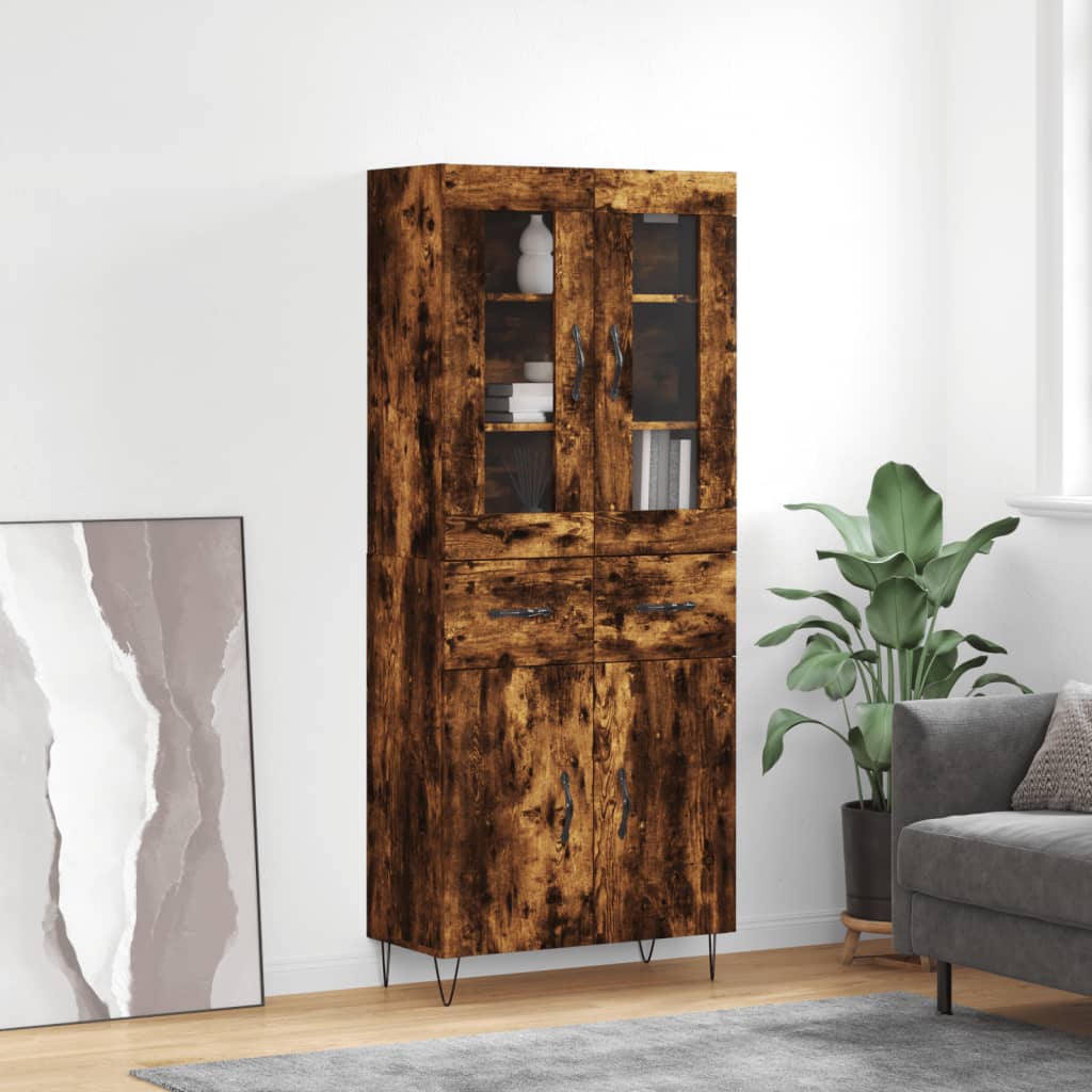 Cabinet Smoked Oak 69.5x34x180 Cm Engineered Wood