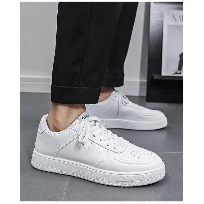 Men's Autumn Low-Top White Casual Board Shoes, Versatile Thick-Soled Trendy Footwear For Young Adults.