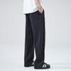 New American Ice Silk Casual Pants Trendy High Street Drape Straight Mopping Pants Loose Sweatpants Black