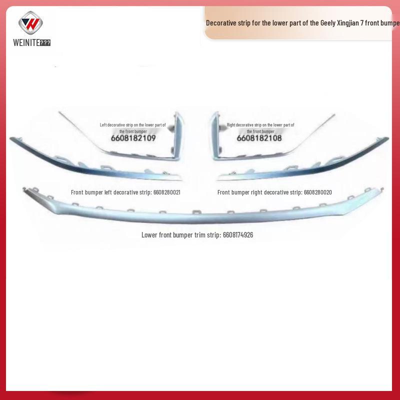 Electroplated Decorative Strips for Geely Xingjian 7 Front Bumper, Left and Right Front Bumper Right Passenger Decorative Strip