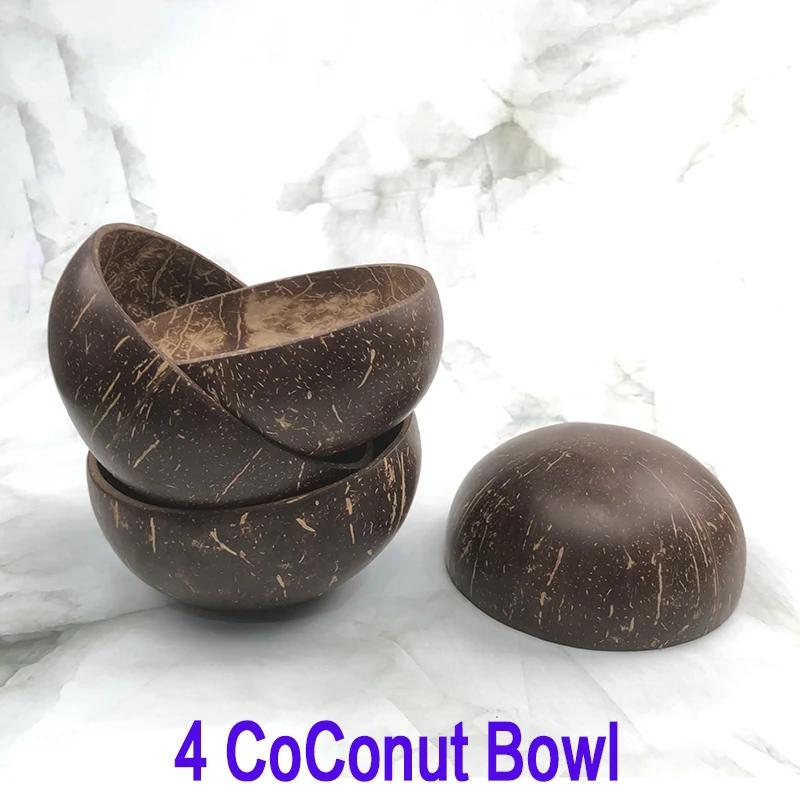 Pure natural coconut wooden bowl spoon kitchenware exquisite craftsmanship rice dessert bowl salad noodle bowl mousse pasta