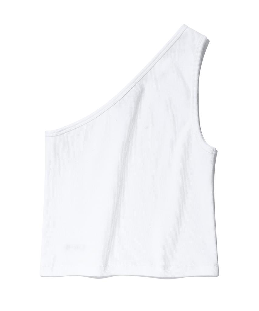 YOUHEE One Shoulder Logo Sleeveless White