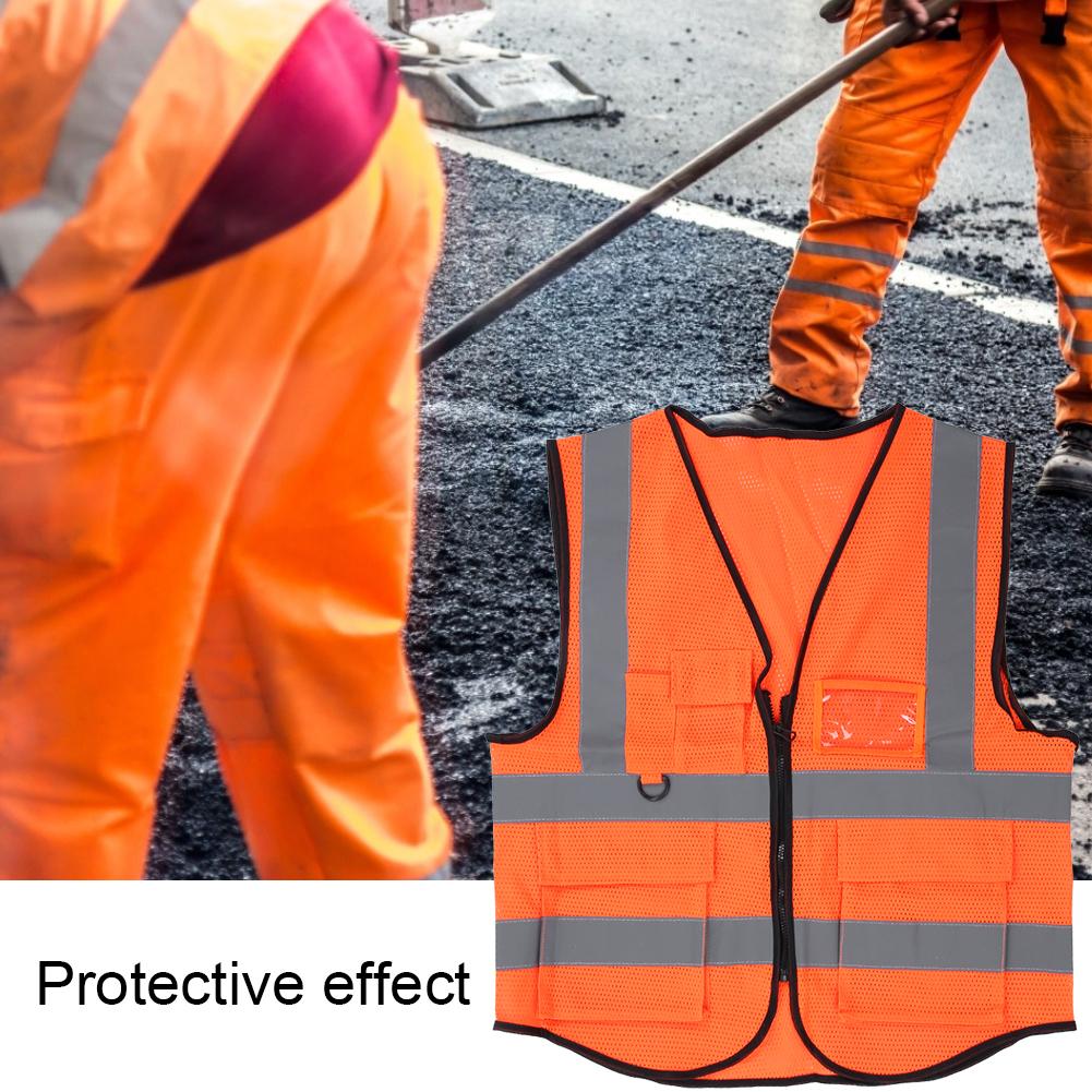High Visibility Safety Sport Breathable Vest with Mesh Night Security Reflective Waistcoat OrangeOrange