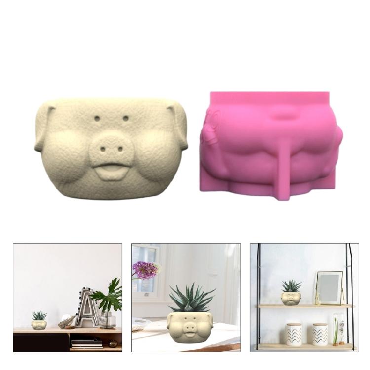 Pig Shaped Concrete Moulds DIY Vase Molds Silicone Material for DIY Hand-Making