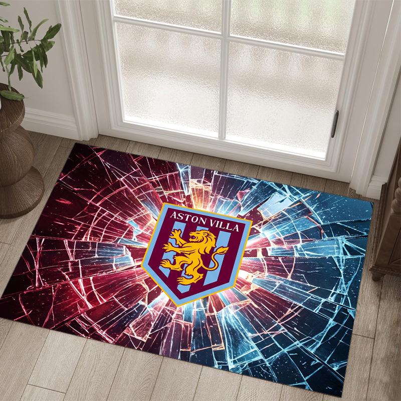 Aston Villa Voetbal Design Kristal Fluweel Tapijt Gezellig Niet?Antislip Bedrukt Tapijt Voor Slaapkamer Woonkamer Entree