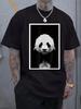Black & White Panda Graphic Print Short Sleeve T-shirt - Regular Fit Casual Round Neck Summer Tee