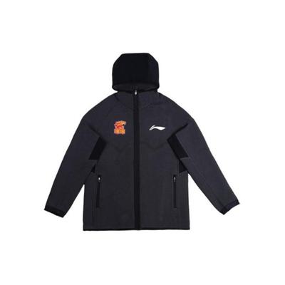 Li Ning CBA Series Professional Basketball Elite Series 23-24 Season Marco Polo Team Color Block Hoodie Men Hoodies Black AWDTD45-1