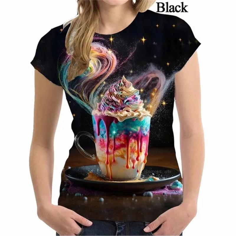 Fun Ice Cream 3D Print T-Shirt Fashionable Hip-Hop Casual Top Comfortable Women's Style