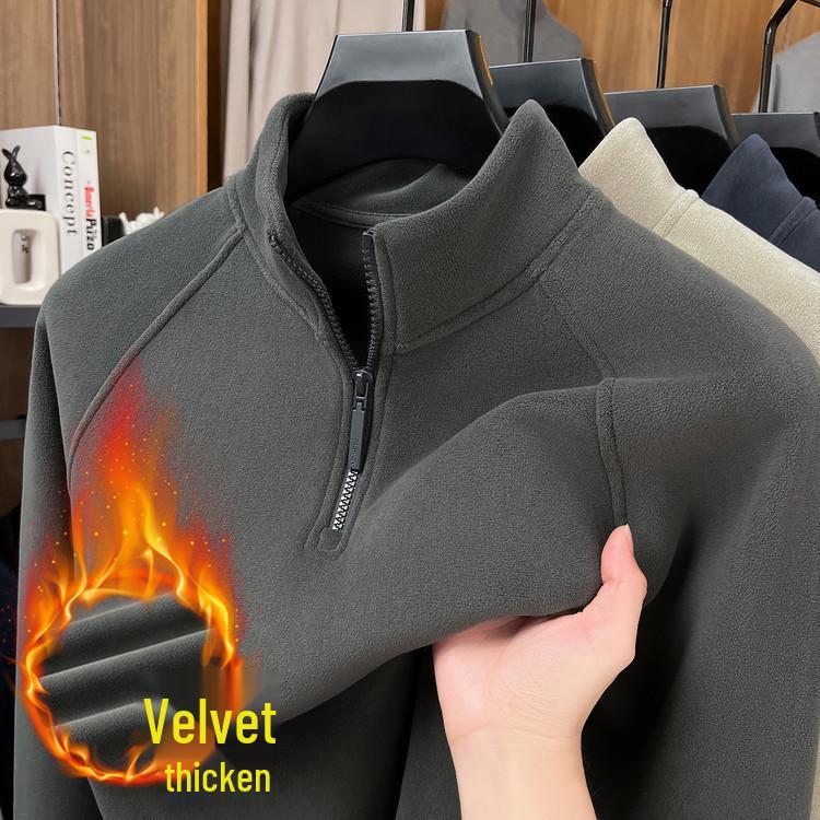 Men's Winter Double-Sided Fleece Half-Zip Long-Sleeve T-Shirt (2025 Collection)
