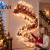 Christmas Wall Decor Magic Trail Light, Train Tree Star LED Cascading Holiday Decoration Accessories with Warm White Glow, Waterproof for Living Room,
